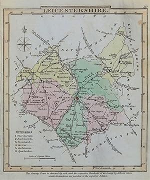 Antique Map LEICESTERSHIRE, George Gray, Original Hand Coloured County Map 1824