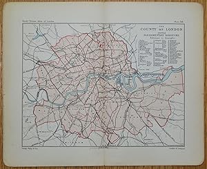 Antique Map The County of LONDON, Parliamentary Boroughs, original 1891