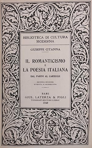 IL ROMANTICISMO E LA POESIA ITALIANA. DAL PARINI AL CARDUCCI