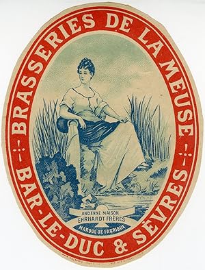 "BRASSERIES DE LA MEUSE (BAR-LE-DUC & SÈVRES)" Etiquette-chromo originale (entre 1890 et 1900)