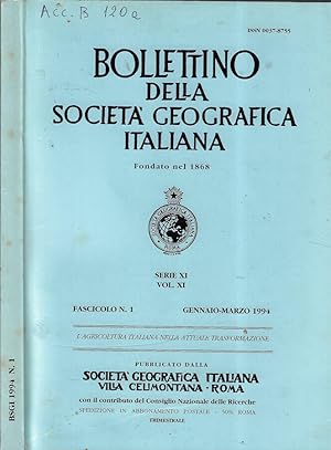 Bild des Verkufers fr Bollettino della Societ Geografica Italiana serie XI Vol. XI Fascicolo N. 1 1994 zum Verkauf von Biblioteca di Babele