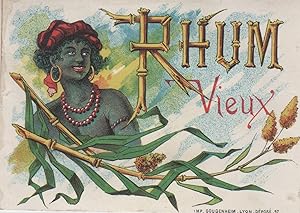 "RHUM VIEUX" Etiquette-chromo originale (entre 1890 et 1900)