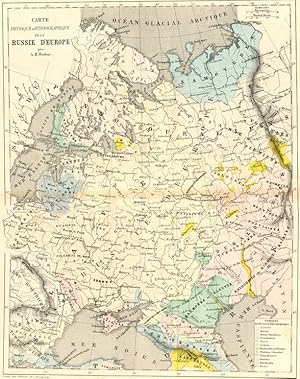 PHYSICAL AND ETHNOGRAPHIC MAP OF EUROPEAN RUSSIA by A. H. DUFOUR