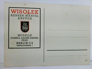 Werbekarte / Reklame. Wisolek Herrenmäntel u. Anzüge usw. - Berlin. Ansichtskarte / Postkarte rot...