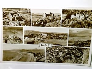 Bild des Verkufers fr Harlech. Gwynedd. Wales. Alte Ansichtskarte / Postkarte s/w gel. 1954. 8 versch. Ansichten. Castle, Ort, Kste uvm., England, Grobritannien. zum Verkauf von ABC Versand e.K.