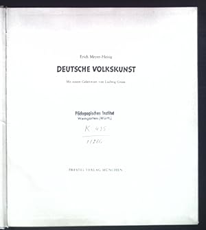 Imagen del vendedor de Deutsche Volkskunst. a la venta por books4less (Versandantiquariat Petra Gros GmbH & Co. KG)