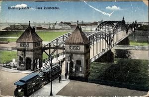 Bild des Verkufers fr Ansichtskarte / Postkarte Ruhrort Duisburg Nordrhein Westfalen, Blick auf die Neu Ruhrbrcke, Straenbahn Linie 1 zum Verkauf von akpool GmbH