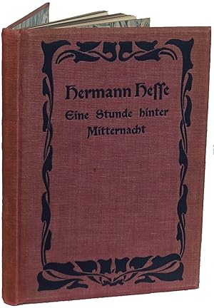 Bild des Verkufers fr Eine Stunde hinter Mitternacht. Leipzig, Eugen Diederichs 1899. 4to. 84 Seiten. Roter Orig.-Leinenband mit Deckeltitel und Jungendstildekor. zum Verkauf von Antiquariat Schmidt & Gnther