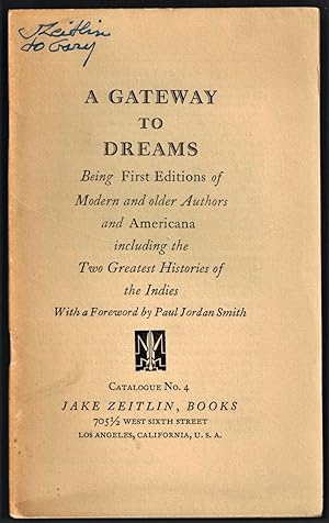 (Ephemera) A Gateway to Dreams; Being First Editions of Modern and Older Authors and Americana In...