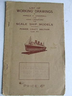 Imagen del vendedor de List of Working Drawings for Scale Ship Models.Power Craft section (list P) a la venta por McLaren Books Ltd., ABA(associate), PBFA