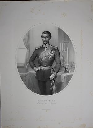 Bild des Verkufers fr Portrait. Dreiviertelfigur in Uniform stehend. Lithographie von G. Widenbauer. zum Verkauf von Antiquariat  Braun