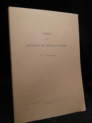 Index of Articles on Jewish Studies - No. 1: 5726 - 1966