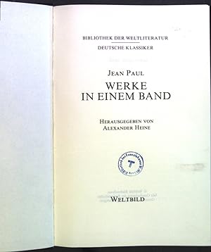 Bild des Verkufers fr Jean Paul: Werke in einem Band zum Verkauf von books4less (Versandantiquariat Petra Gros GmbH & Co. KG)