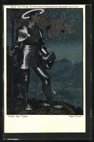 Bild des Verkufers fr Knstler-Ansichtskarte Hans Thoma: Hter des Tales bei Nacht zum Verkauf von Bartko-Reher