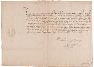 [MANUSCRIPT LETTER, SIGNED, FROM QUEEN ELIZABETH I TO KING CHARLES IX OF FRANCE REGARDING THE PEA...