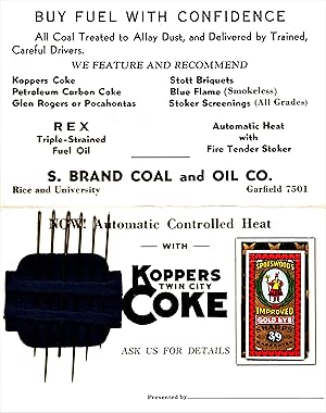 S. BRAND COAL AND OIL CO. ADVERTISING NOVELTY