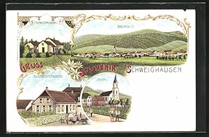 Lithographie Schweighausen, Gasthaus zum des fleursthal, Forsthaus Schweighausen