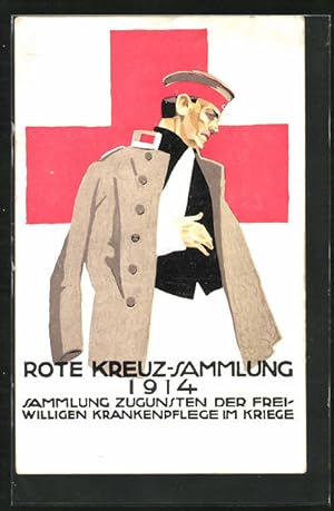 Künstler-Ansichtskarte Ludwig Hohlwein: Rote Kreuz-Sammlung 1914, Ganzsache Bayern