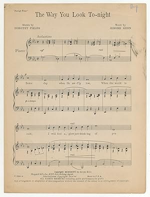 Seller image for [Sheet music]: The Way You Look To-night: "Swing Time" for sale by Between the Covers-Rare Books, Inc. ABAA