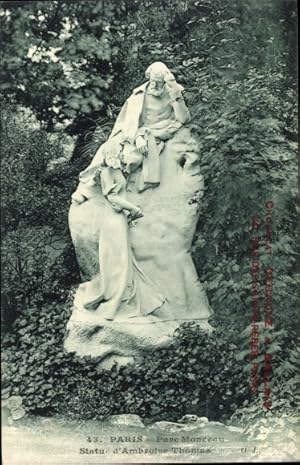 Imagen del vendedor de Ansichtskarte / Postkarte Paris VIII. Arrondissement lyse, Parc Monceau, Statue d'Ambroise Thomas a la venta por akpool GmbH