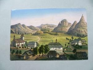 Dittersbach - Böhmische Schweiz. Gouachierte, eiweißgehöhte Lithographie. Naturzeichnung und Verl...