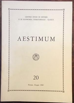 Aestimum. Centro studi di estimo e di economia territoriale - CeSET. Firenze. N.20, Giugno 1989