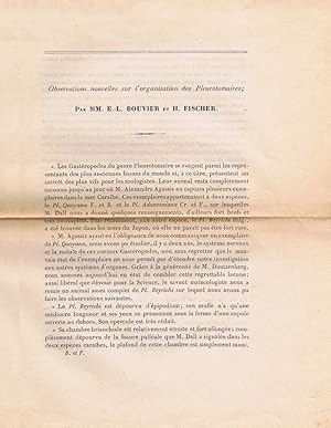 Bild des Verkufers fr Observations nouvelles sur l'organisation des Pleurotomaires. In 8vo, offp., pp. 3. Offprint from Comp. Ren. Ac. Sci, 1901. Centrally folded zum Verkauf von NATURAMA