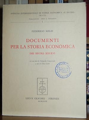 Immagine del venditore per DOCUMENTI PER LA STORIA ECONOMICA DEI SECOLI XIII-XVI. Con una nota di Paleografa Commerciale a cura di Elena Cecchi venduto da Fbula Libros (Librera Jimnez-Bravo)