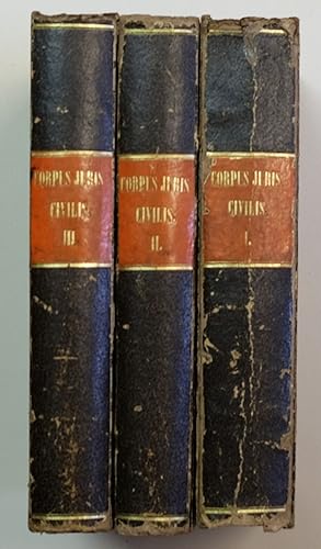 Bild des Verkufers fr Corpus Iuris Civilis recognoverunt brevibusque adnotationibus criticis instructum ediderunt Albertus et Mauritius fratres Kriegelii. Pars prior, pars altera, pars tertius. 3 Bnde. Band 1, 2 und 3. Impressio Quinta, novis curis emendator. zum Verkauf von Antiquariat Martin Barbian & Grund GbR