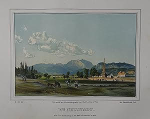 Bild des Verkufers fr Wr. Neustadt. Farblithographie v. Jos. Zahradniczek nach Rudolf Alt aus "Das pittoreske Oesterreich" Wien 1840-46, 13 x 19 cm zum Verkauf von Antiquariat Johannes Mller