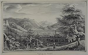 Bild des Verkufers fr Umgebung von Kirchdorf. Lithographie v. Josef Edelbacher um 1840, 16 x 27 cm zum Verkauf von Antiquariat Johannes Mller