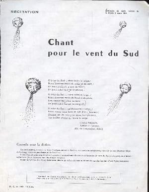 Seller image for Rcitatiion Chant pour le vent du Sud Extrait du D.C. N148 du 13-2-64 for sale by Le-Livre