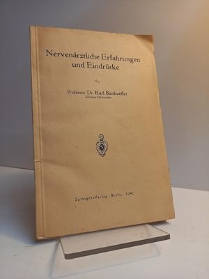 Bild des Verkufers fr Nervenrztliche Erfahrungen und Eindrcke. zum Verkauf von Antiquariat Langguth - lesenhilft