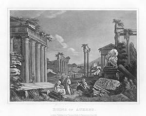 1832 ENGRAVED ANTIQUE PRINT of the RUINS OF ATHENS
