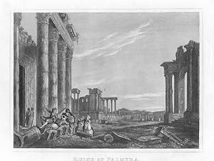 1832 ENGRAVED ANTIQUE PRINT OF THE RUINS OF PALMYRA