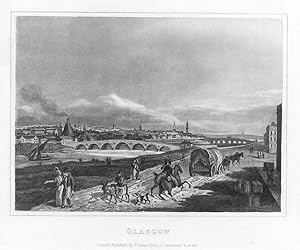 1832 ENGRAVING ANTIQUE PRINT OF GLASGOW (or Glaschu in Gaelic)