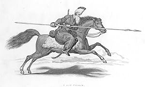 1832 ENGRAVED ANTIQUE PRINT OF A DON COSSACK IN BATTLE