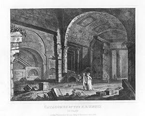 1832 ENGRAVING ANTIQUE PRINT of the CATACOMBS OF THE ARUNTII IN ITALY