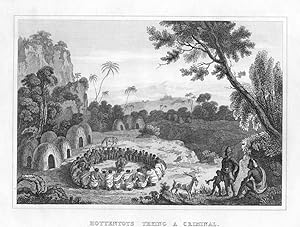 1832 ENGRAVED ANTIQUE PRINT OF HOTTENTOTS TRYING A CRIMINAL