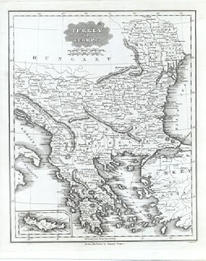 TURKEY in EUROPE 1840s Antique Map