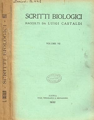 Bild des Verkufers fr Scritti biologici raccolti da Luigi Castaldi volume VII zum Verkauf von Biblioteca di Babele