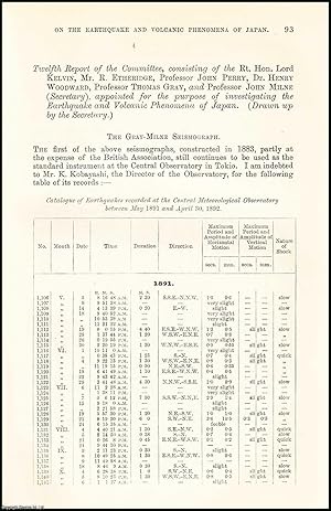 Seller image for 1892. The purpose of investigating The Earthquake and Volcanic Phenomena of Japan. An uncommon original article from The British Association for The Advancement of Science report, 1892. for sale by Cosmo Books