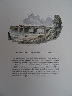 Bridge over the Weser at Nienburg. Kolorierter Halbseitiger Holzstich von Branston & Wright. Batt...