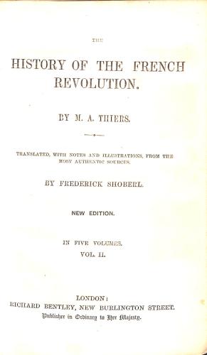 Image du vendeur pour The History of the French Revolution New Edition Volume II mis en vente par WeBuyBooks