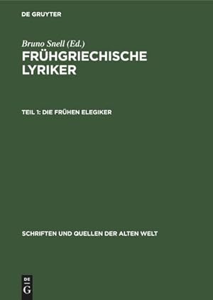 Imagen del vendedor de Die frhen Elegiker a la venta por AHA-BUCH GmbH