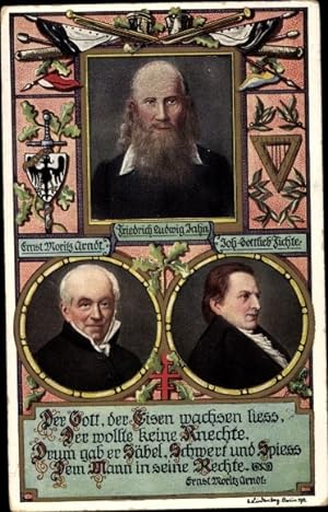 Künstler Ansichtskarte / Postkarte Turnvater Friedrich Ludwig Jahn, Dichter Ernst Moritz Arndt, J...