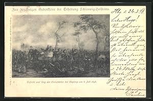 Künstler-Ansichtskarte Revolution 1848, Gefecht und Sieg der Freischärler bei Hoptrup