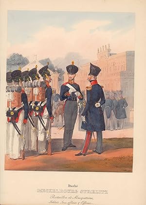 Duché Meckelbourg Strelitz Bataillon de Mousquetaires, Soldats, Sous-officier et Officier. -