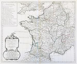 Immagine del venditore per Gallia Antiqua ex Aevi Romani Monumentis Eruta et Ser:mi Carnutum Ducis Munificentia Publici Juris Facta" - France Gaule Gallia Gallien Frankreich carte gravure venduto da Antiquariat Steffen Vlkel GmbH