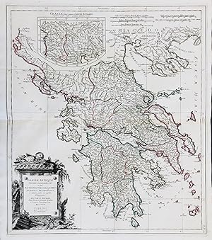 Bild des Verkufers fr Graeciae Antiquae Specimen Geographicum in quo Macedonia, Thessalis, Epirus, Achaia et Peloponnesus in minores partes seu populos distinguuntur" - Greece Griechenland Peloponnese zum Verkauf von Antiquariat Steffen Vlkel GmbH